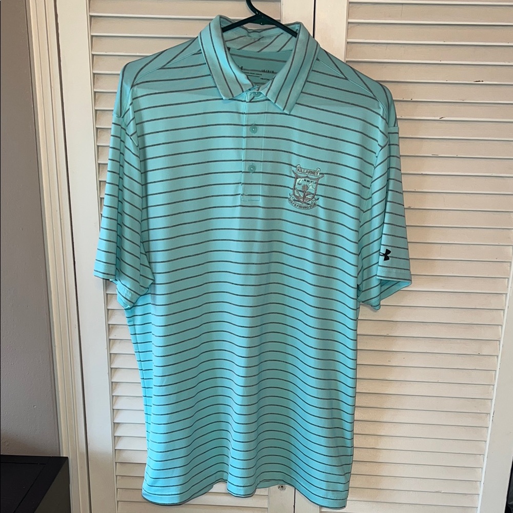 Under Armour Men's Aqua Striped Polo Shirt Killarney Golf and Fishing Club shirt